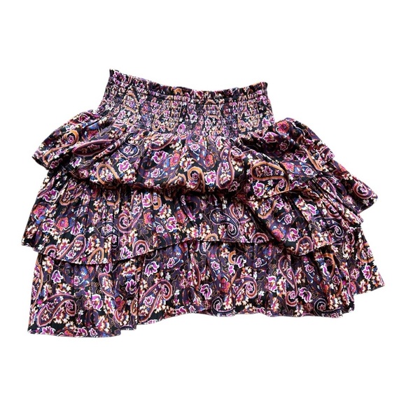 Anthropologie Ruffle Mini Skirt in Purple and Pink Size Small - Picture 2 of 4